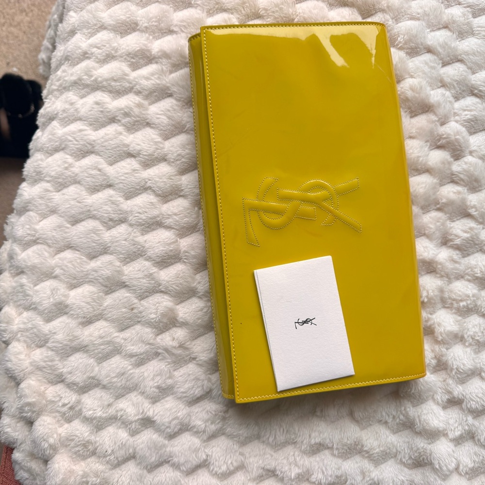 Saint Laurent YSL Patent Leather Clutch | Yellow | Italy | Authentic - Picture 8 of 8